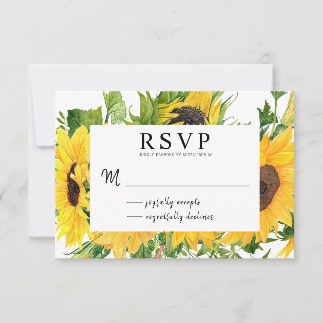 Boho Rustic Sunflower Summer Bouquet RSVP (Front)