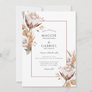Boho Rustic Terracotta Wildflowers Wedding  Invitation