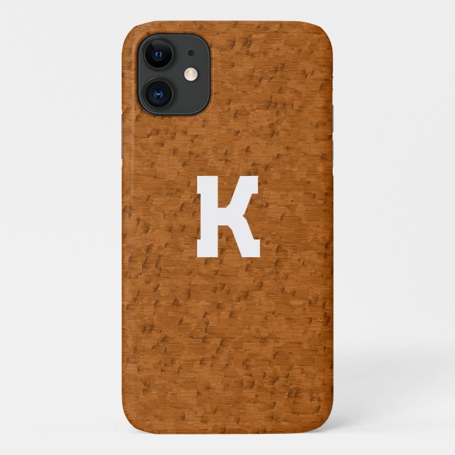 Boho Rustic Textured Wood brown personalized  Case-Mate iPhone Case (Back)