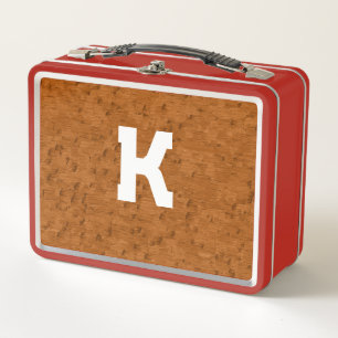 Boho Rustic Textured Wood brown personalized Metal Lunch Box