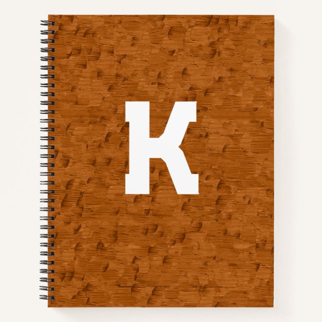 Boho Rustic Textured Wood brown personalized  Notebook (Front)