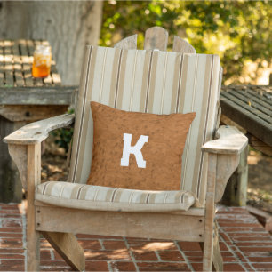 Boho Rustic Textured Wood brown personalized Outdoor Pillow