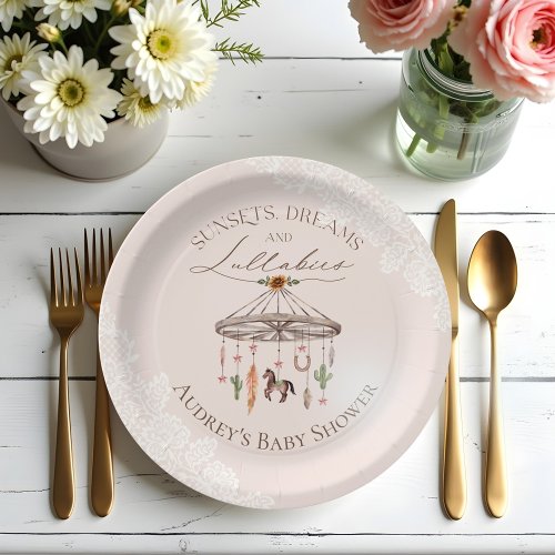 Boho Rustic Wagon Wheel Mobile Western Baby Shower Paper Plates