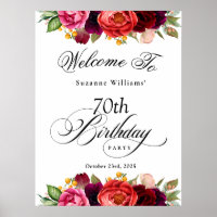 Boho Rustic Watercolor Floral 70th Birthday Party