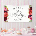 Boho Rustic Watercolor Floral 80th Birthday Party Banner<br><div class="desc">This wonderfully feminine and rustic boho style 80th birthday party banner has a rich color palette in terracotta, deep peach, burgundy red, purple, teal and yellow. The lovely watercolor botanical elements have a nature-inspired organic appeal and make the design pop with style. Elegant calligraphy script spells out the word "Birthday"...</div>