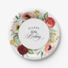 Boho Rustic Watercolor Floral 80th Birthday Party
