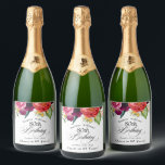 Boho Rustic Watercolor Floral 80th Birthday Sparkling Wine Label<br><div class="desc">Toast the octogenarian with this custom label designed to honor them on their 80th birthday. In lovely rustic boho style label has a rich color palette in terracotta, deep peach, burgundy red, purple, teal and yellow. The lovely watercolor botanical elements have a nature-inspired organic appeal and make the design pop...</div>
