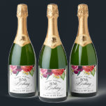 Boho Rustic Watercolor Floral 80th Birthday Sparkling Wine Label<br><div class="desc">Toast the octogenarian with this custom label designed to honor them on their 80th birthday. In lovely rustic boho style label has a rich color palette in terracotta, deep peach, burgundy red, purple, teal and yellow. The lovely watercolor botanical elements have a nature-inspired organic appeal and make the design pop...</div>