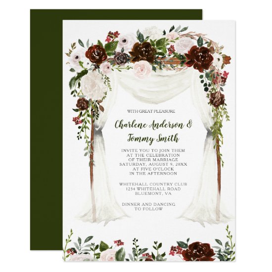Boho Rustic Watercolor Floral Canopy Invitation