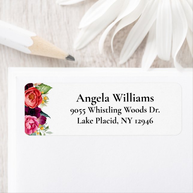 Boho Rustic Watercolor Floral Return Address Label (Insitu)