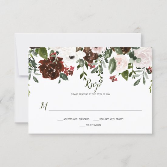 Boho Rustic Watercolor Floral Topper RSVP Card