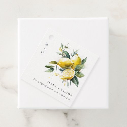 Boho Rustic Watercolor Yellow Lemon Garden Wedding Favor Tags