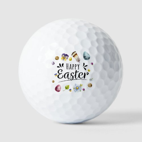 Boho Rustic Watercolour Colourful Happy Easter Golf Balls