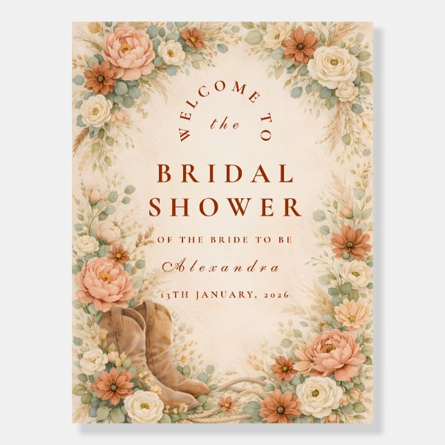 Boho Rustic Western Bridal Shower Foam Board (Front)