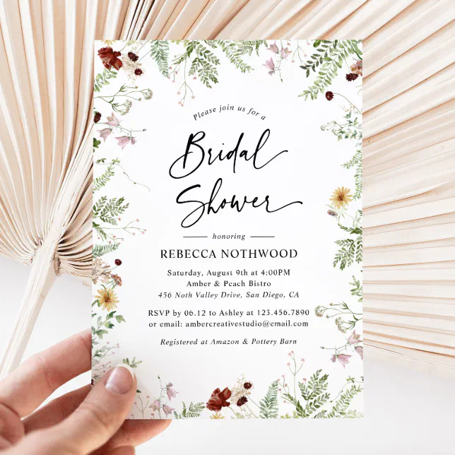 Boho Rustic Wildflower Bridal Shower Invitation Zazzle