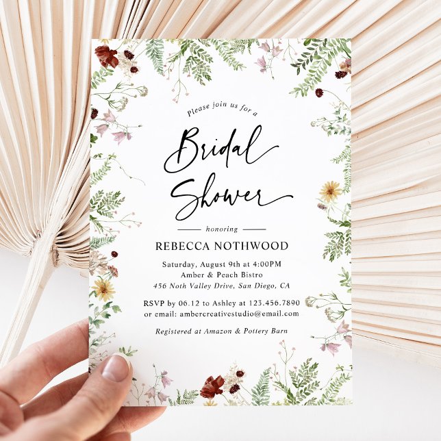 Boho Rustic Wildflower Bridal Shower Invitation (Creator Uploaded)