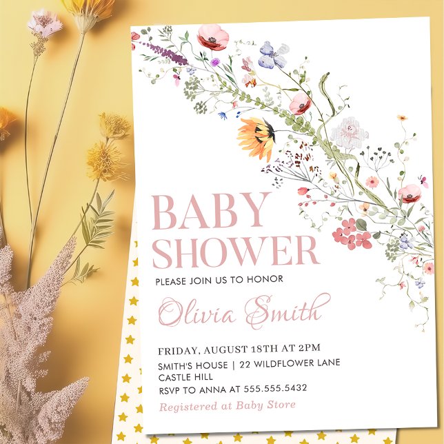 Boho Rustic Wildflower Floral Baby Shower Invitation (Creator Uploaded)