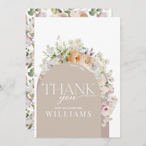 Boho Rustic Wildflower Spring Bridal Shower Thank You Card