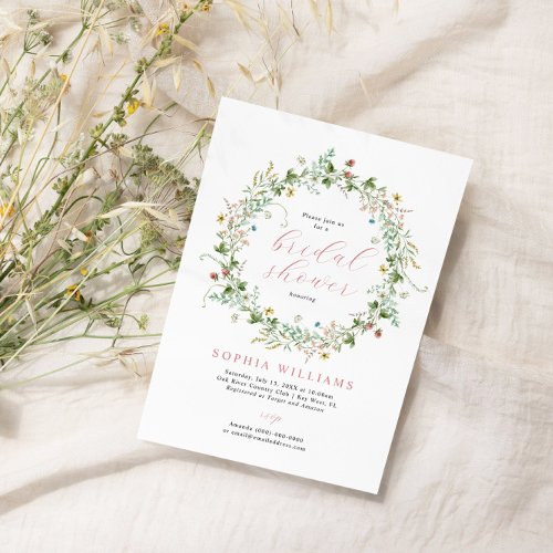 Boho Rustic Wildflowers Bridal Shower Invitation
