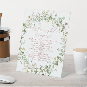 Boho Rustic Wildflowers Late Night Diapers Sign