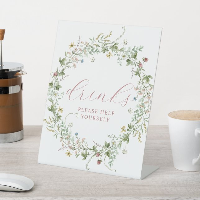 Boho Rustic Wildflowers Shower Drinks Sign (In SItu)