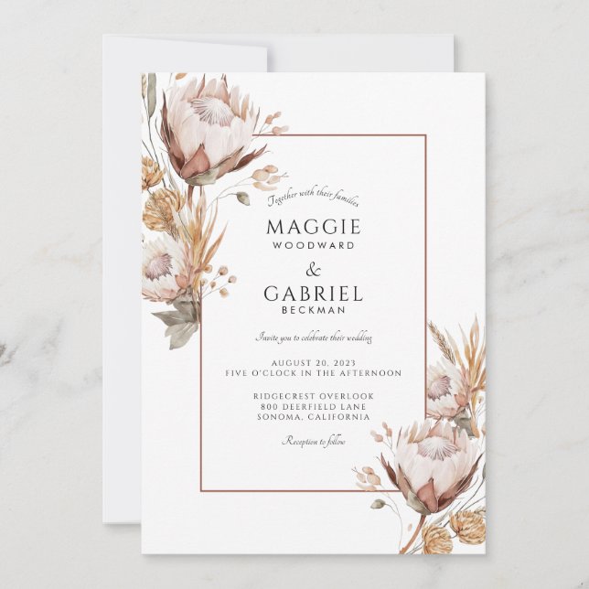 Boho Rustic Wildflowers Wedding Invitation (Front)