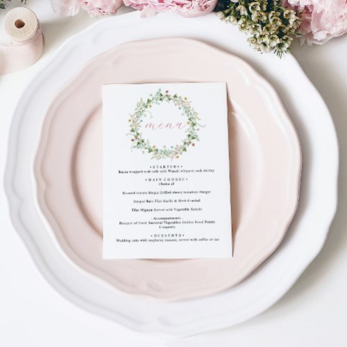 Boho Rustic Wildflowers Wedding Menu