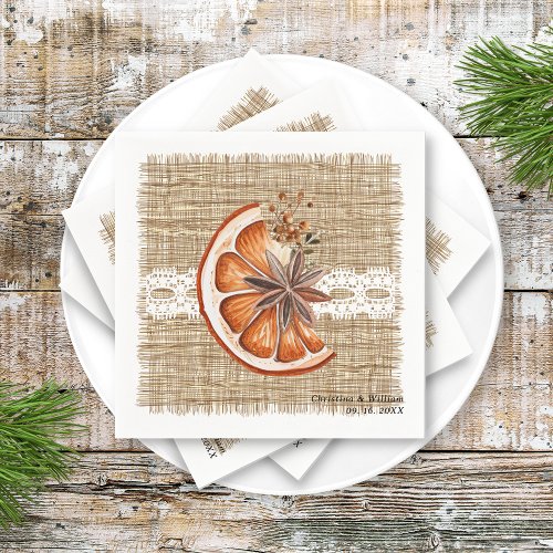 Boho Rustic Winter Holiday Botanical Wedding Napkins