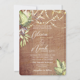 Boho Rustic Wood and Lights Invitation