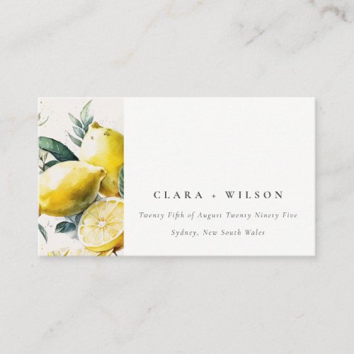 Boho Rustic Yellow Lemon Garden Wedding Website Enclosure Card