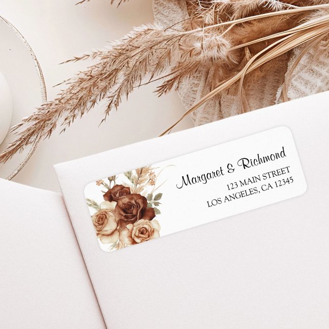 Boho Rusty Terracotta Floral Wedding Address Label (Creator Uploaded)