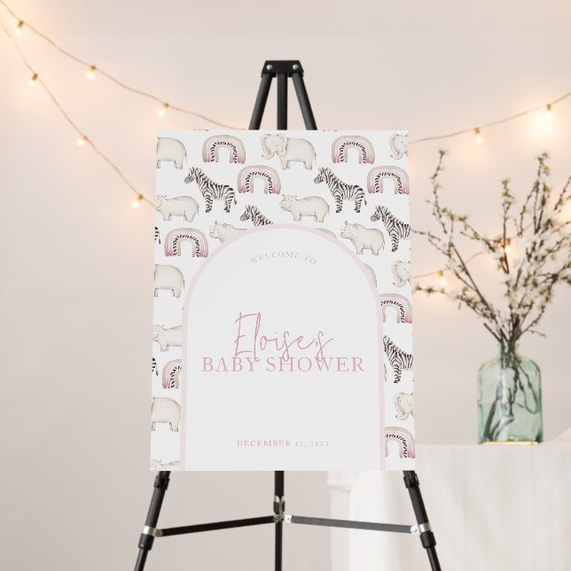 Boho Safari Animal Arch Pastel Baby Shower Welcome Foam Board (In Situ (Stand))