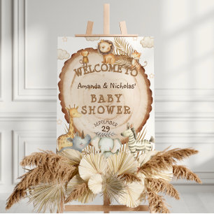 Boho Safari Animal Baby Shower Welcome Sign