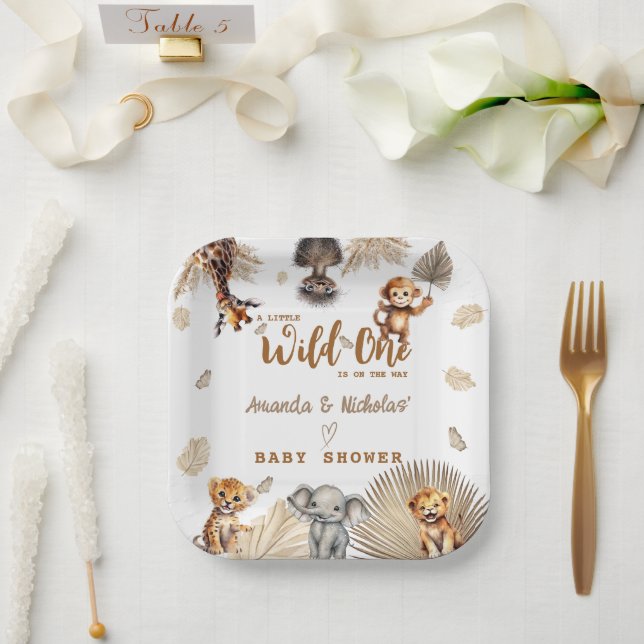 Boho Safari Animal Wild One Baby Shower  Paper Plates (Wedding)