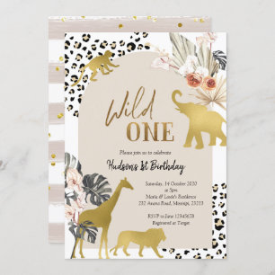 Boho Safari Animal Wild One Birthday Invitation