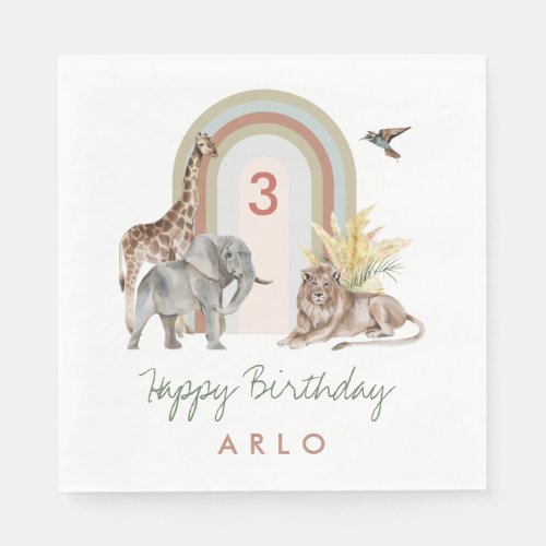 Boho Safari Animals  Arch Birthday Party Napkins