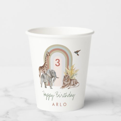 Boho Safari Animals  Arch Birthday Party Paper Cups