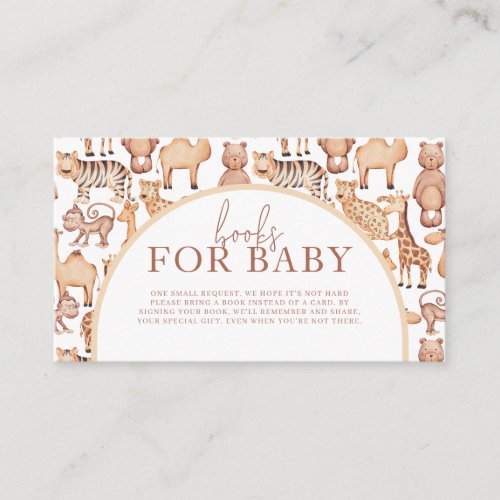 Boho Safari Animals Arch Jungle Baby Shower Books Enclosure Card