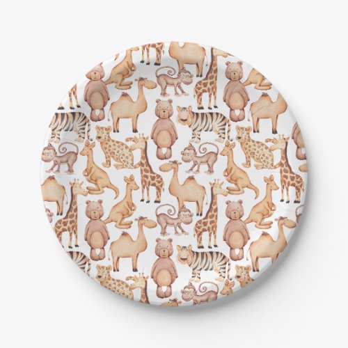 Boho Safari Animals Arch Jungle Baby Shower Paper Plates