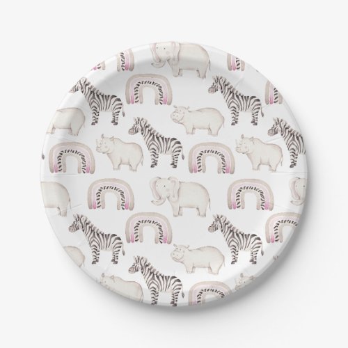 Boho Safari Animals Arch Pastel Baby Shower Paper Paper Plates