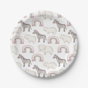 Boho Safari Animals Arch Pastel Baby Shower Paper Plates