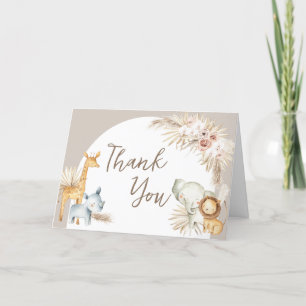 Boho Safari Animals Baby Shower  Letterpress Thank You Card