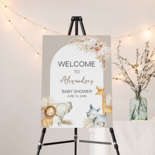 Boho Safari Animals Baby Shower Welcome Sign