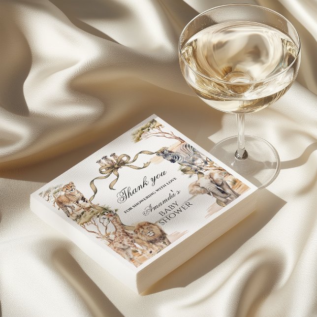 Boho Safari Animals Gender Neutral Baby Shower Napkins (Creator Uploaded)