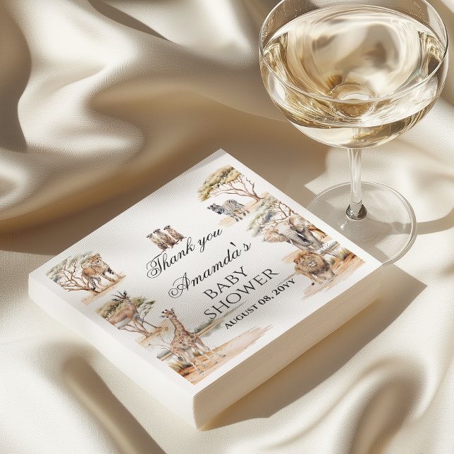 Boho Safari Animals Gender Neutral Baby Shower Napkins (Creator Uploaded)