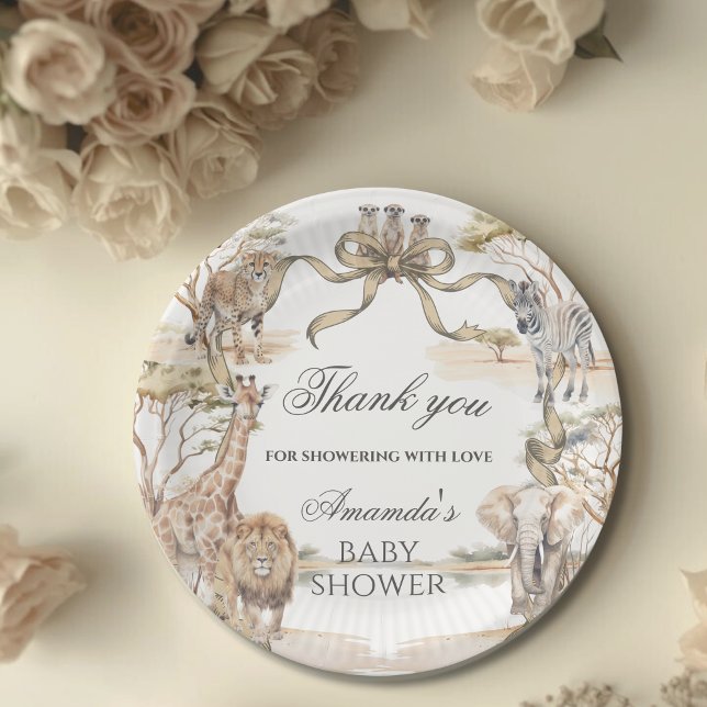 Boho Safari Animals Gender Neutral Baby Shower Paper Plates (Creator Uploaded)