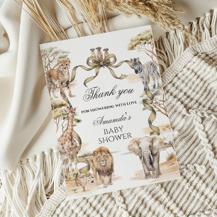Boho Safari Animals Gender Neutral Baby Shower Thank You Card