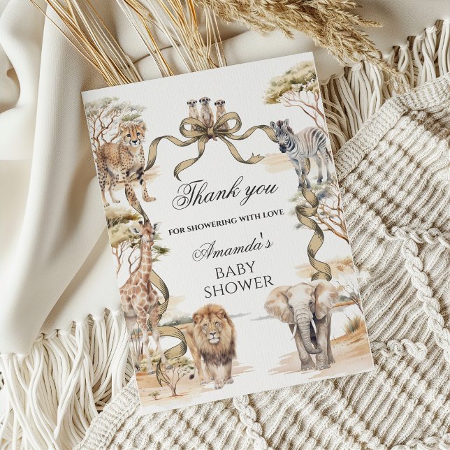 Boho Safari Animals Gender Neutral Baby Shower Thank You Card (Creator Uploaded)