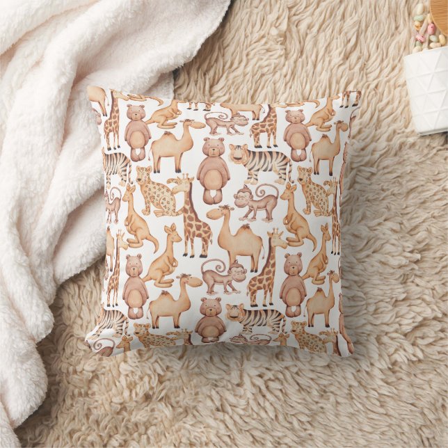 Boho Safari Animals Jungle Baby Shower Throw Pillow (Blanket)