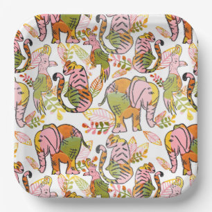 Boho Safari Animals Jungle Leaves Tween Birthday Paper Plates